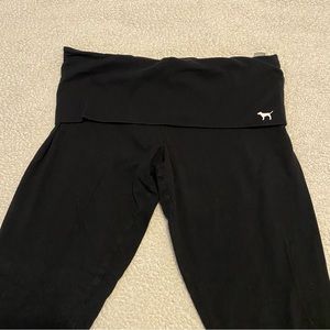 PINK Victoria's Secret Black Fold-Over Waist Leggings